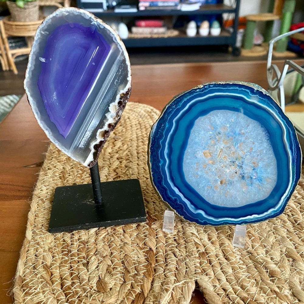 Decorative Agate Slice Set in Purple & Blue